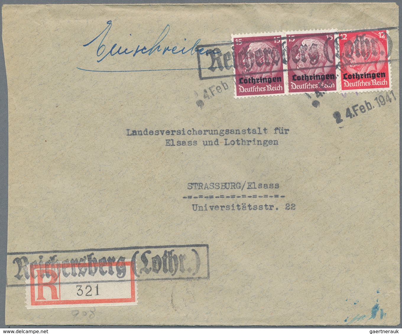 Dt. Besetzung II WK - Lothringen: 1940/1941, Interessantes Lot Von 125 Belegen Der Frühen Besetzungs - Occupation 1938-45