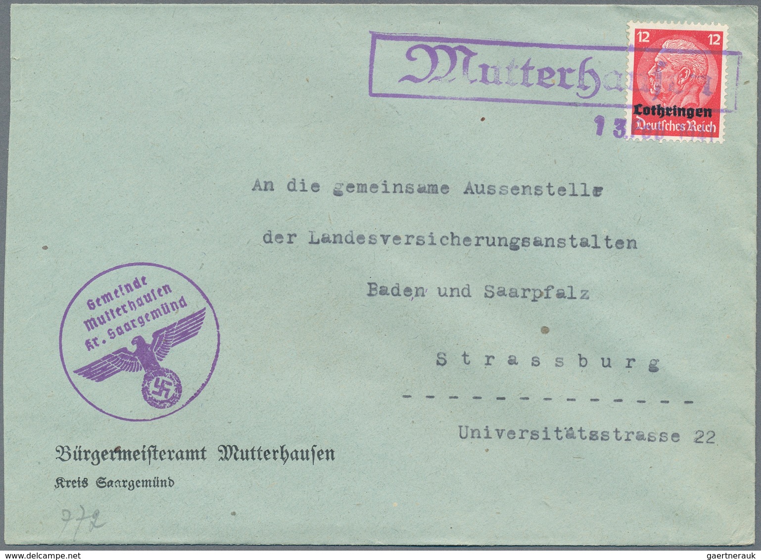 Dt. Besetzung II WK - Lothringen: 1940/1941, interessantes Lot von 125 Belegen der frühen Besetzungs