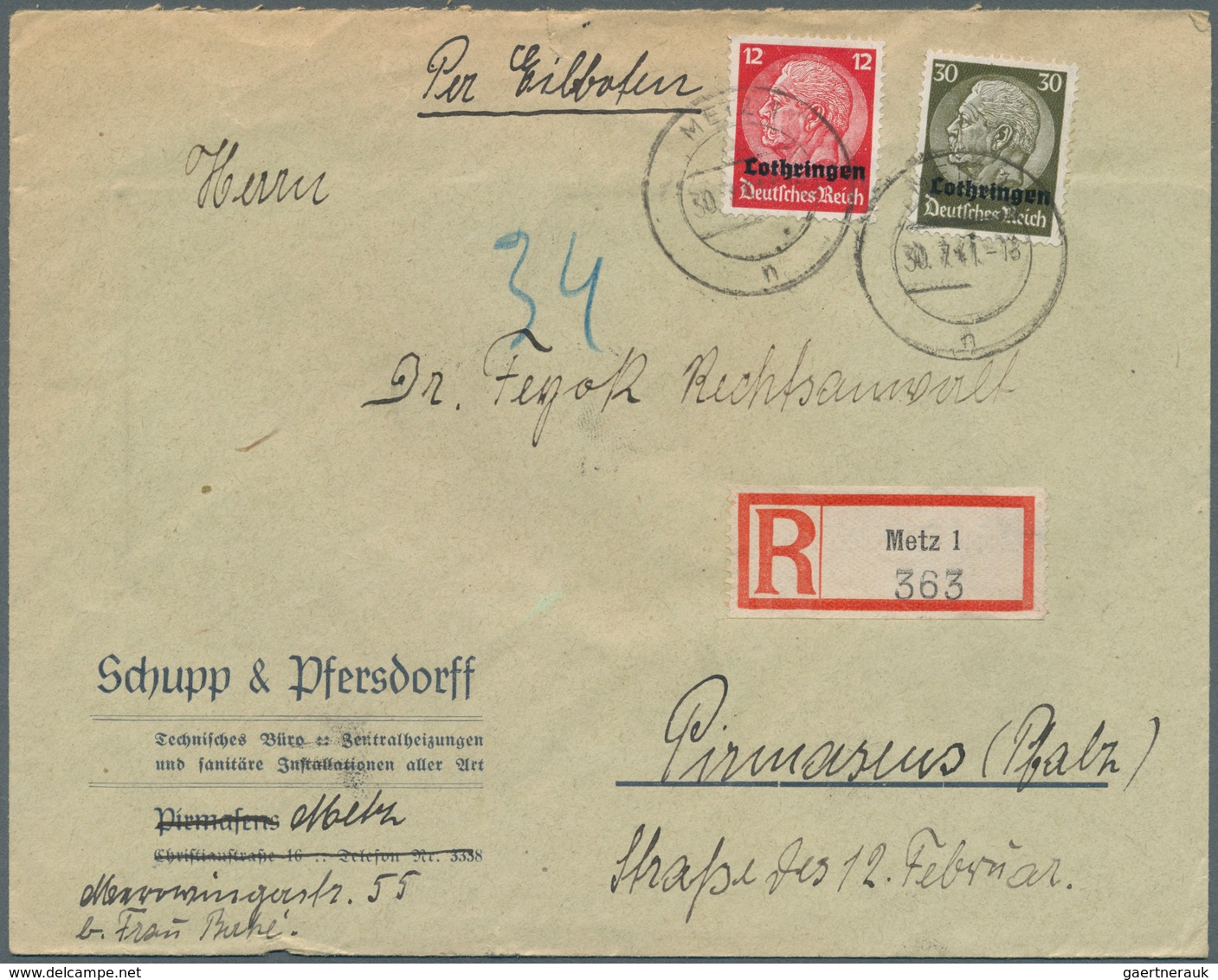 Dt. Besetzung II WK - Lothringen: 1940/44, Umfangreiche Stempelsammlung Von 225 Belegen Und Briefstü - Besetzungen 1938-45