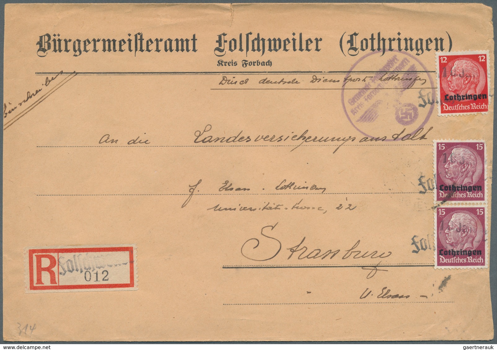 Dt. Besetzung II WK - Lothringen: 1940/44, Umfangreiche Stempelsammlung Von 225 Belegen Und Briefstü - Occupation 1938-45