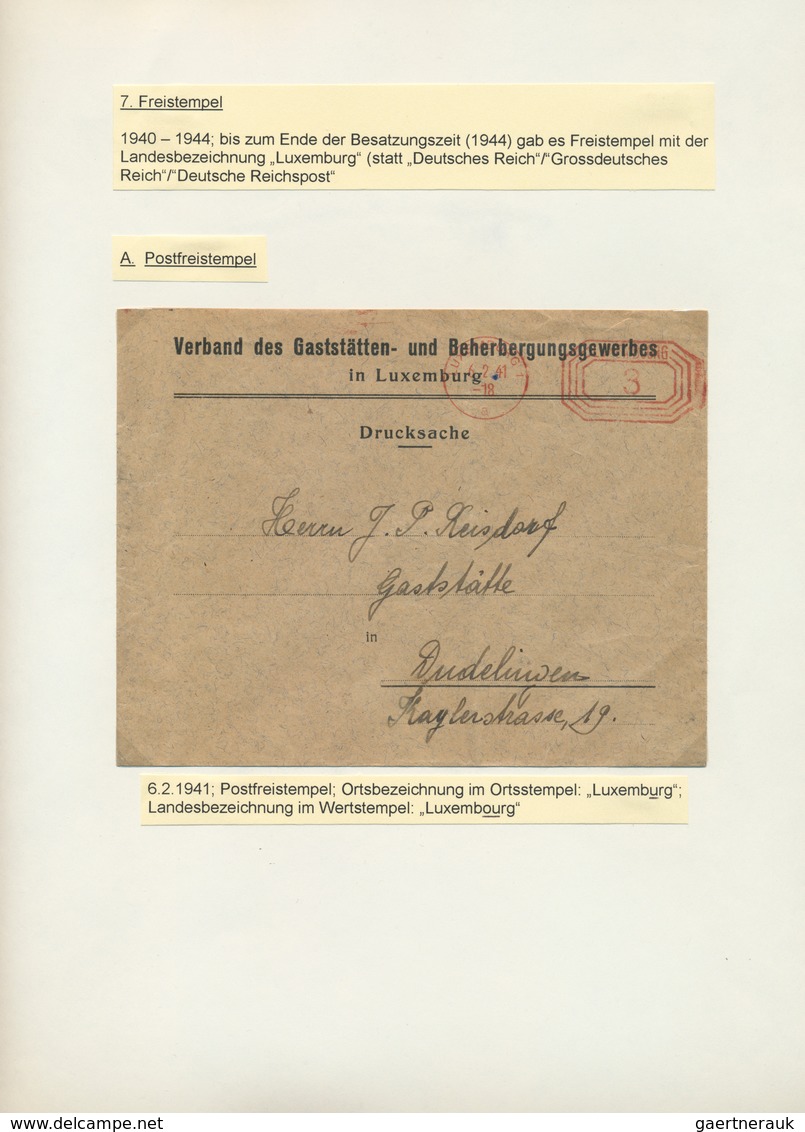 Dt. Besetzung II WK - Luxemburg: 1941/1944, FREISTEMPLER WÄHREND DER BESETZUNG, kleine Studiensammlu