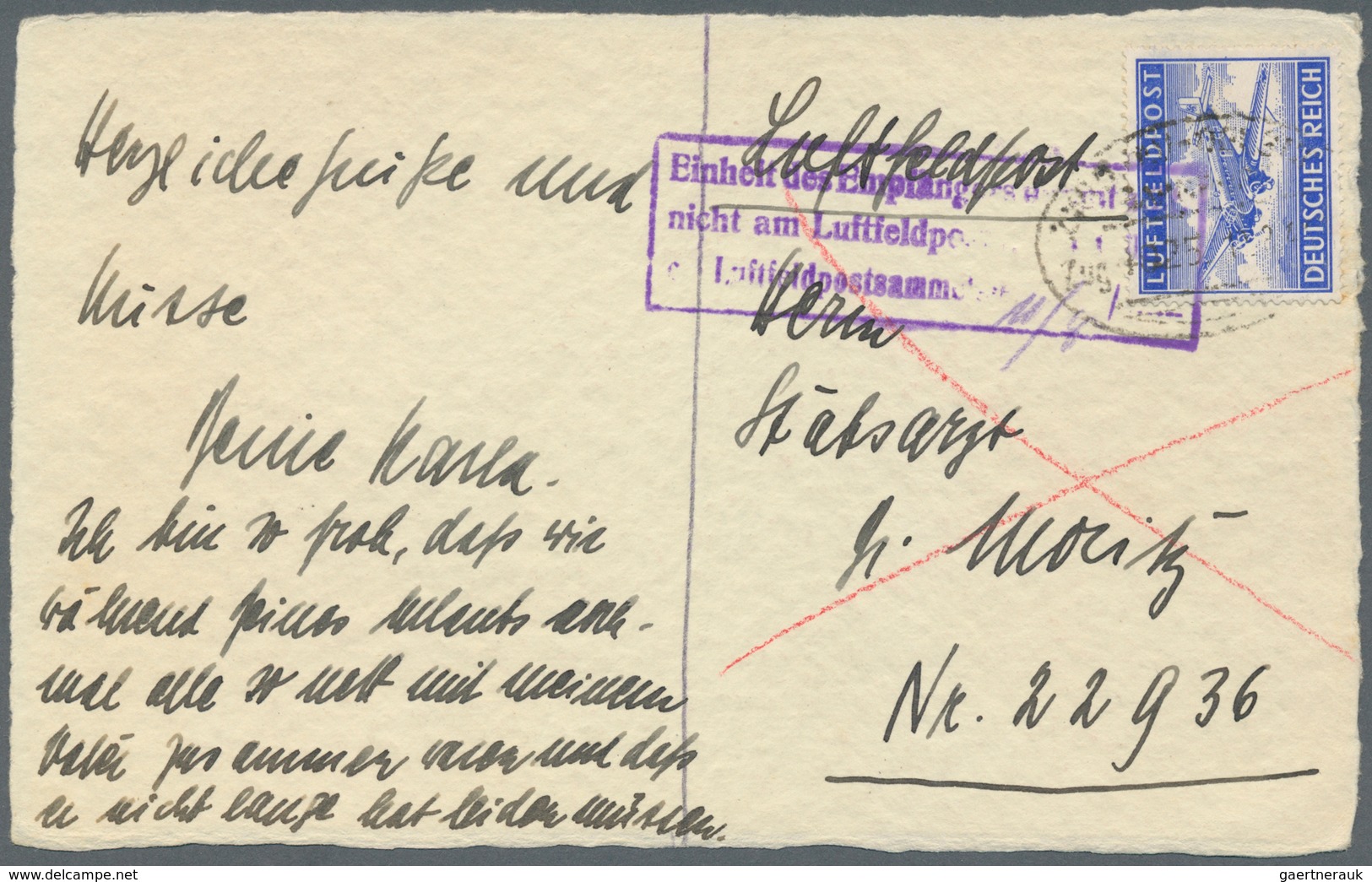 Feldpost 2. Weltkrieg: 1939/1944, 61 Feldpostbelege, Eilnachrichten-, Lebenszeichen- und Eilauftrags