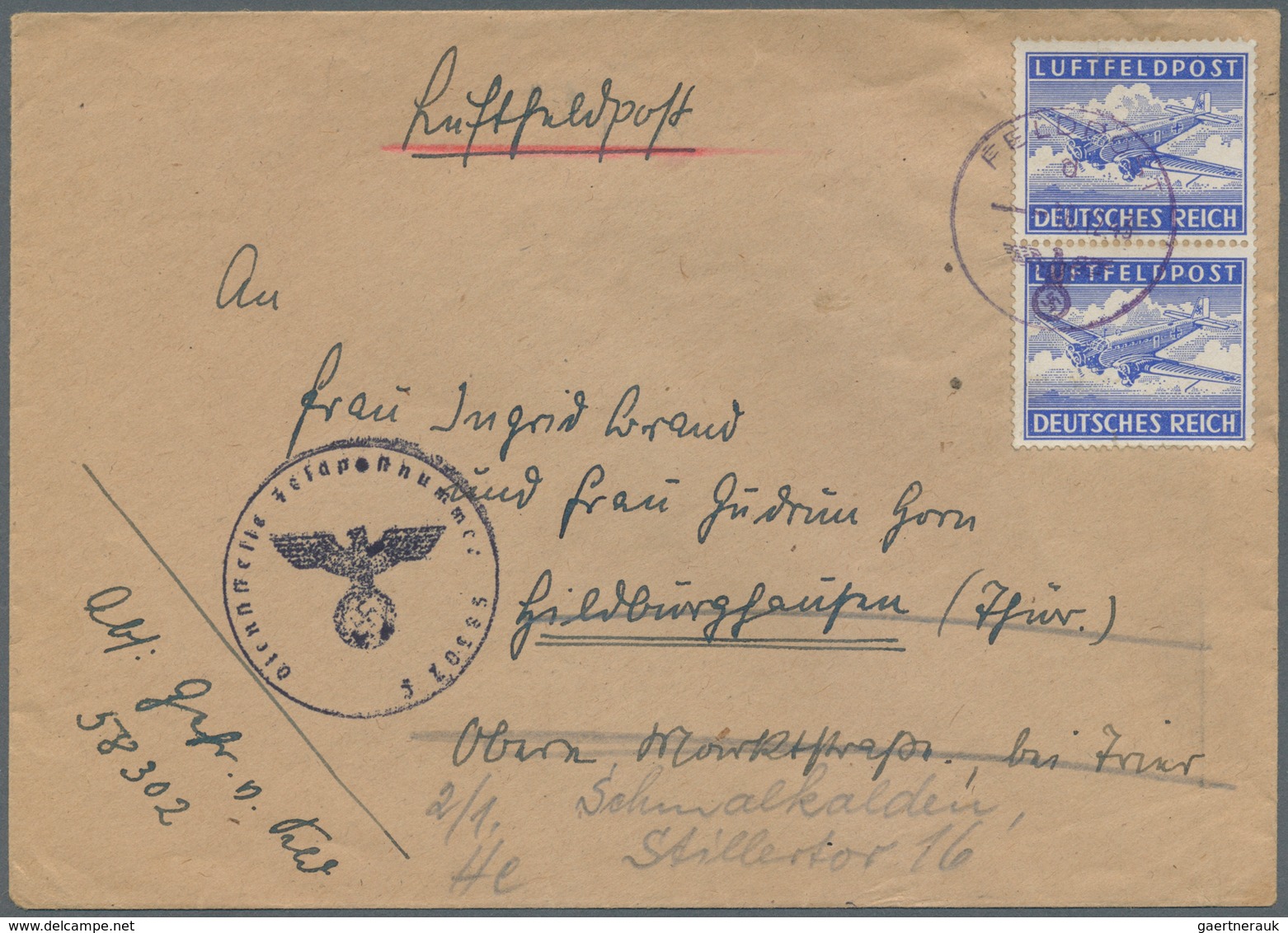 Feldpost 2. Weltkrieg: 1939/1944, 61 Feldpostbelege, Eilnachrichten-, Lebenszeichen- und Eilauftrags