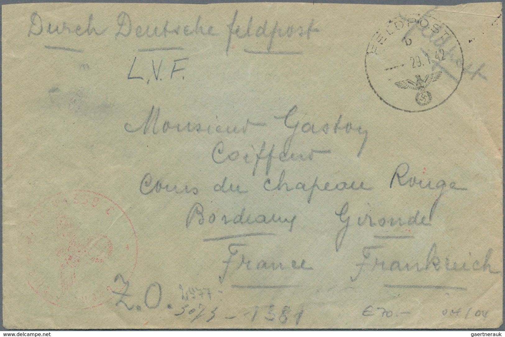 Feldpost 2. Weltkrieg: 1941/1942, Kleines Lot Von 9 FP-Belegen (3x Ohne Poststempel) Von Angehörigen - Sonstige & Ohne Zuordnung