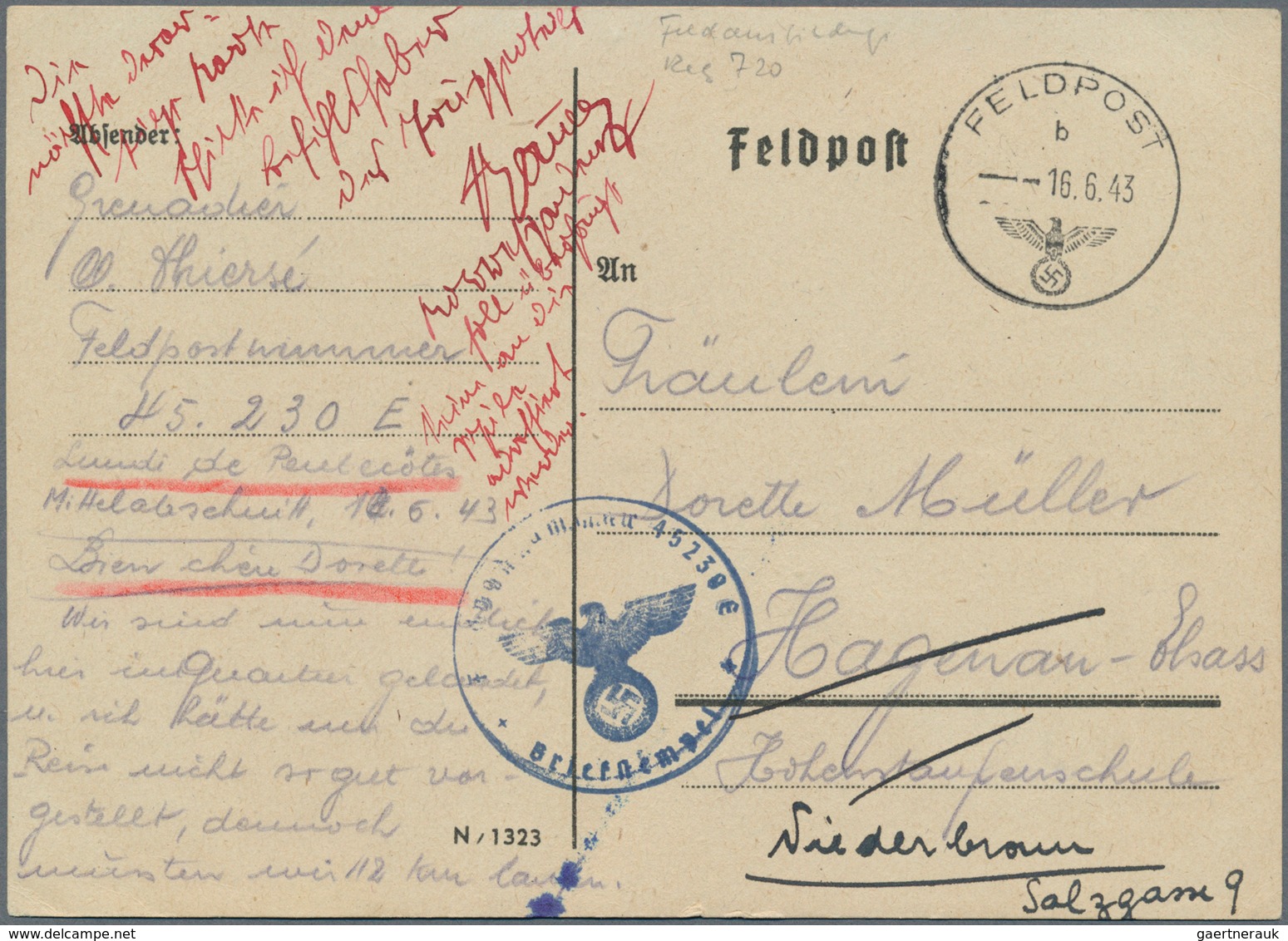 Feldpost 2. Weltkrieg: 1942/1944, 16 Feldpost-Belege (Front-Heimat, Heimat-Front), Zwangsrekrutierte - Sonstige & Ohne Zuordnung