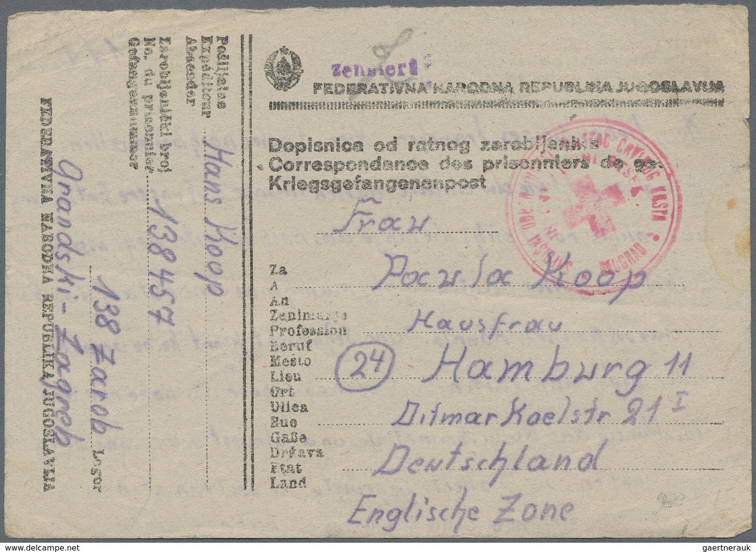 Kriegsgefangenen-Lagerpost: 1940/1948, Partie Von 22 Belegen, Aus Rhodesien, Jugoslawien, Libyen, Sü - Sonstige & Ohne Zuordnung