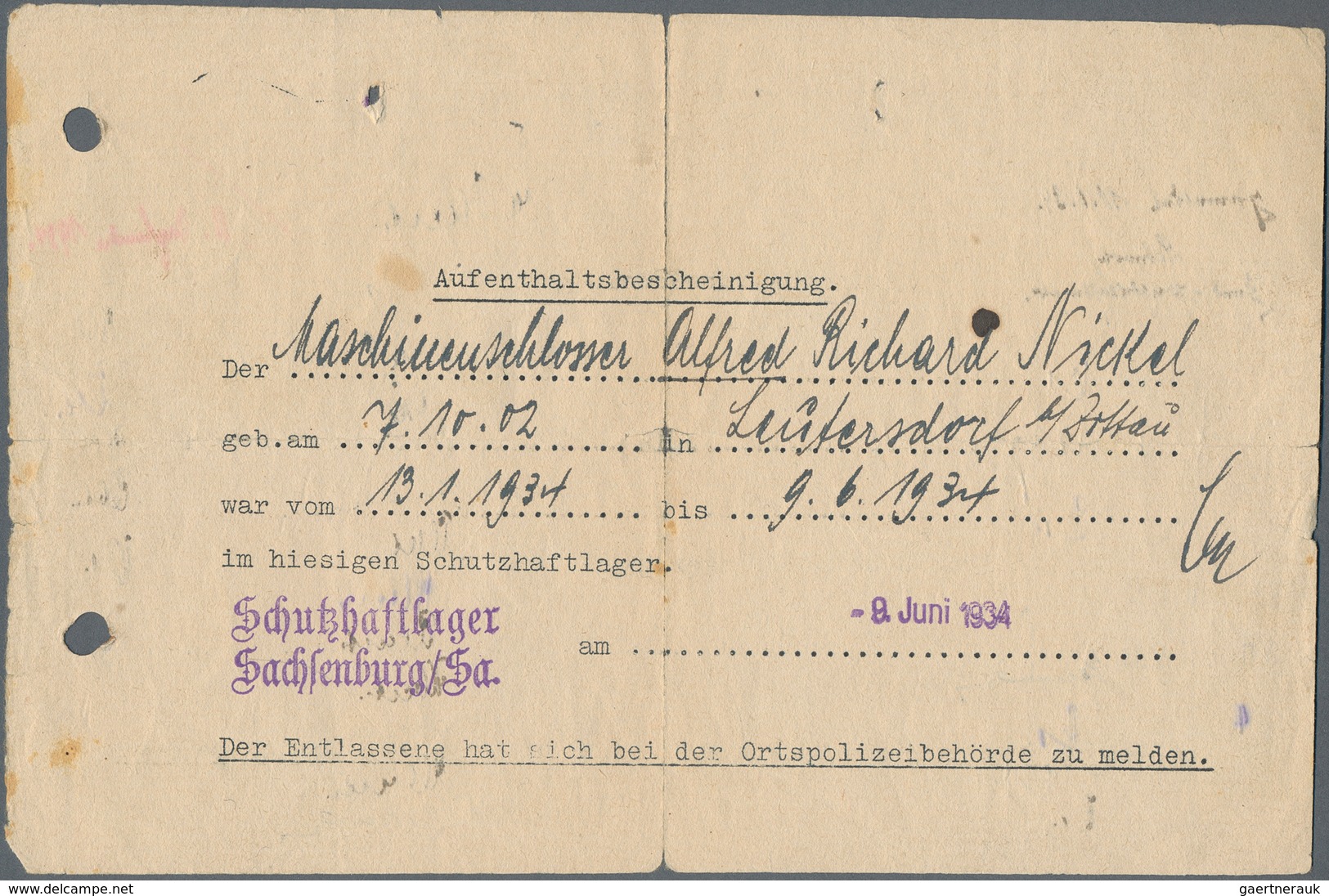 KZ-Post: 1934/1945, Sammlung Von Insgesamt Ca. 220 Belegen, Vordrucken Und Dokumenten, Dabei Belege - Covers & Documents