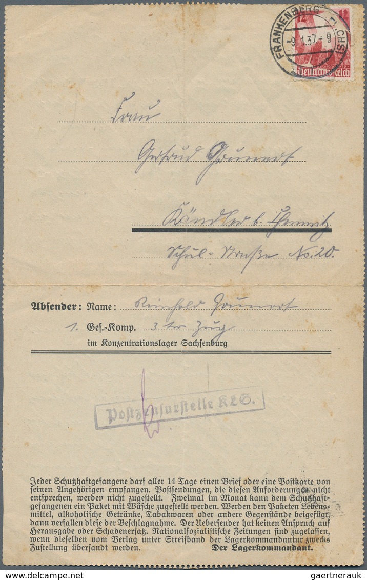 KZ-Post: 1934/1945, Sammlung Von Insgesamt Ca. 220 Belegen, Vordrucken Und Dokumenten, Dabei Belege - Briefe U. Dokumente