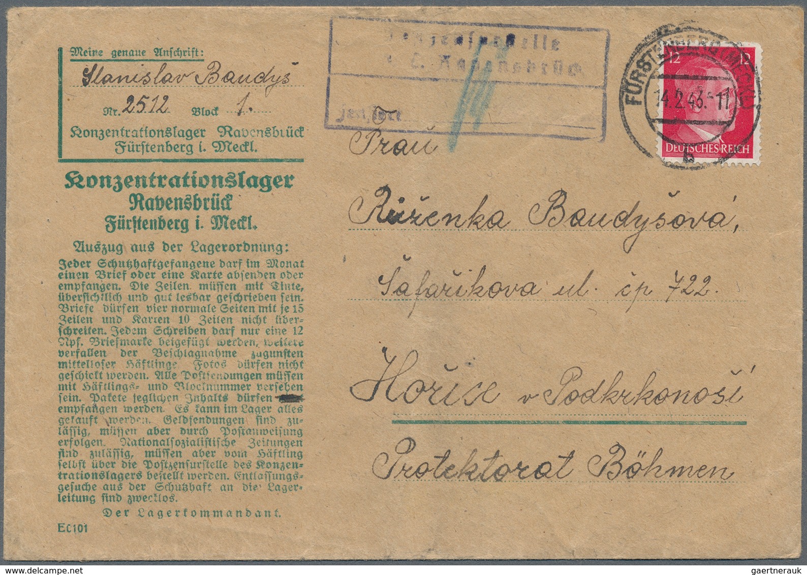 KZ-Post: 1934/1945, Sammlung Von Insgesamt Ca. 220 Belegen, Vordrucken Und Dokumenten, Dabei Belege - Briefe U. Dokumente