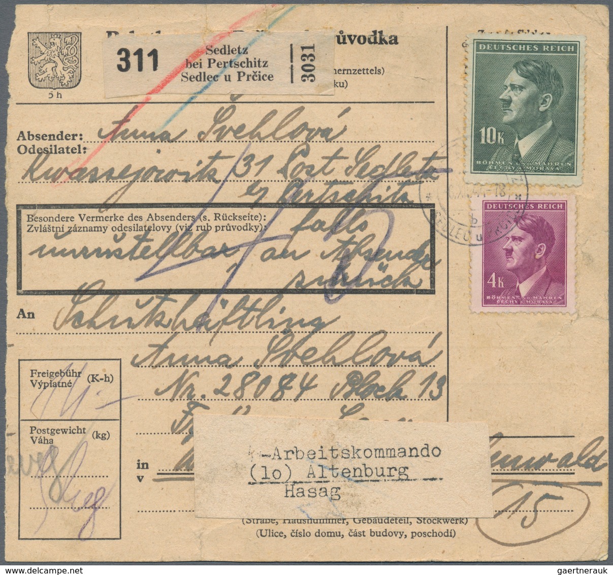 KZ-Post: 1941-1944, Sammlung mit über 80 Briefen, Belegen und Briefstücken von oder in Lager, dabei