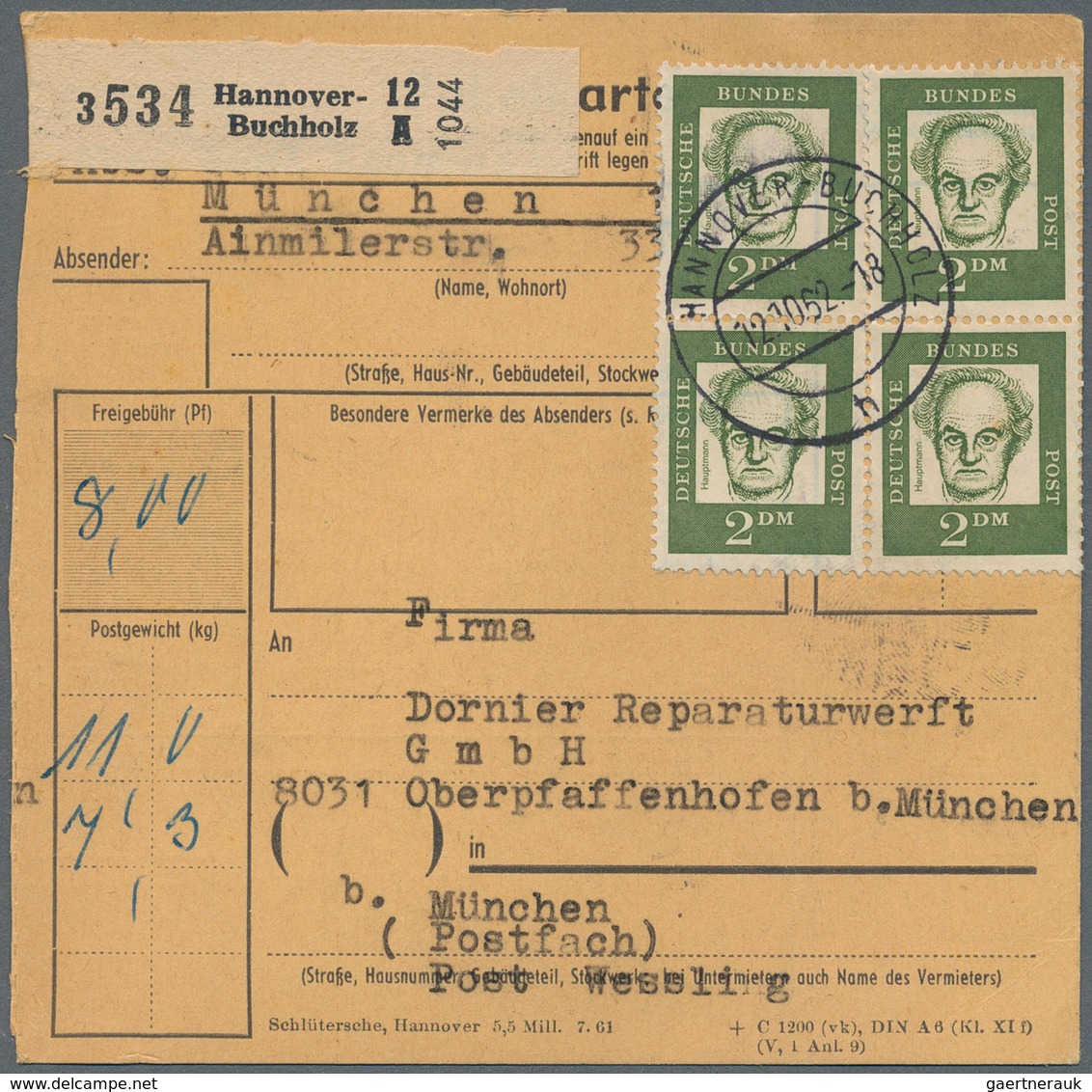 Deutschland Nach 1945: 1945-1990, Rund 900 Paketkarten, Zonen, Saar, Bund, Berlin Und DDR, Dabei Vie - Collections