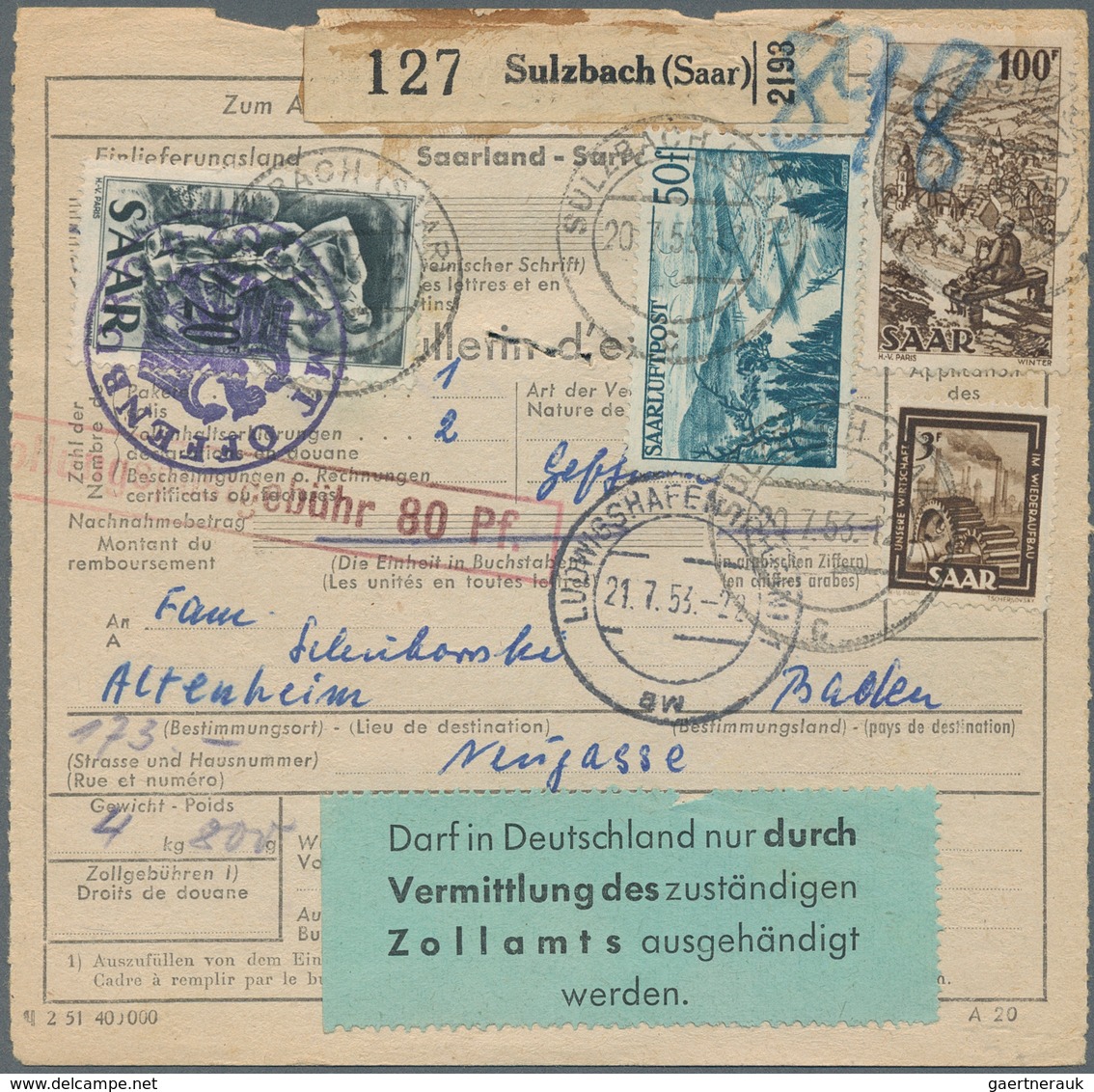 Deutschland nach 1945: 1945-1990, rund 900 Paketkarten, Zonen, Saar, Bund, Berlin und DDR, dabei vie