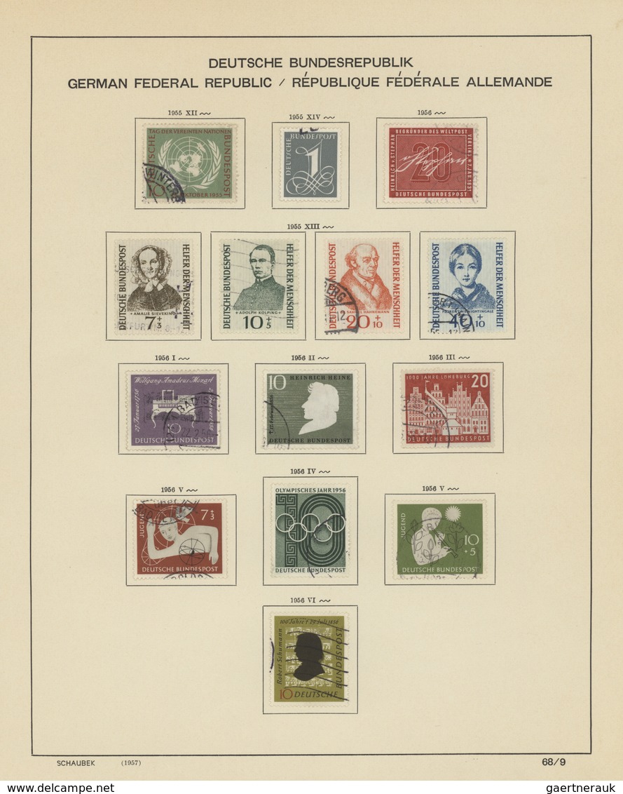 Deutschland nach 1945: 1948/1990, sauber gestempelte Sammlung Bund, Berlin und DDR in fünf Schaubek-