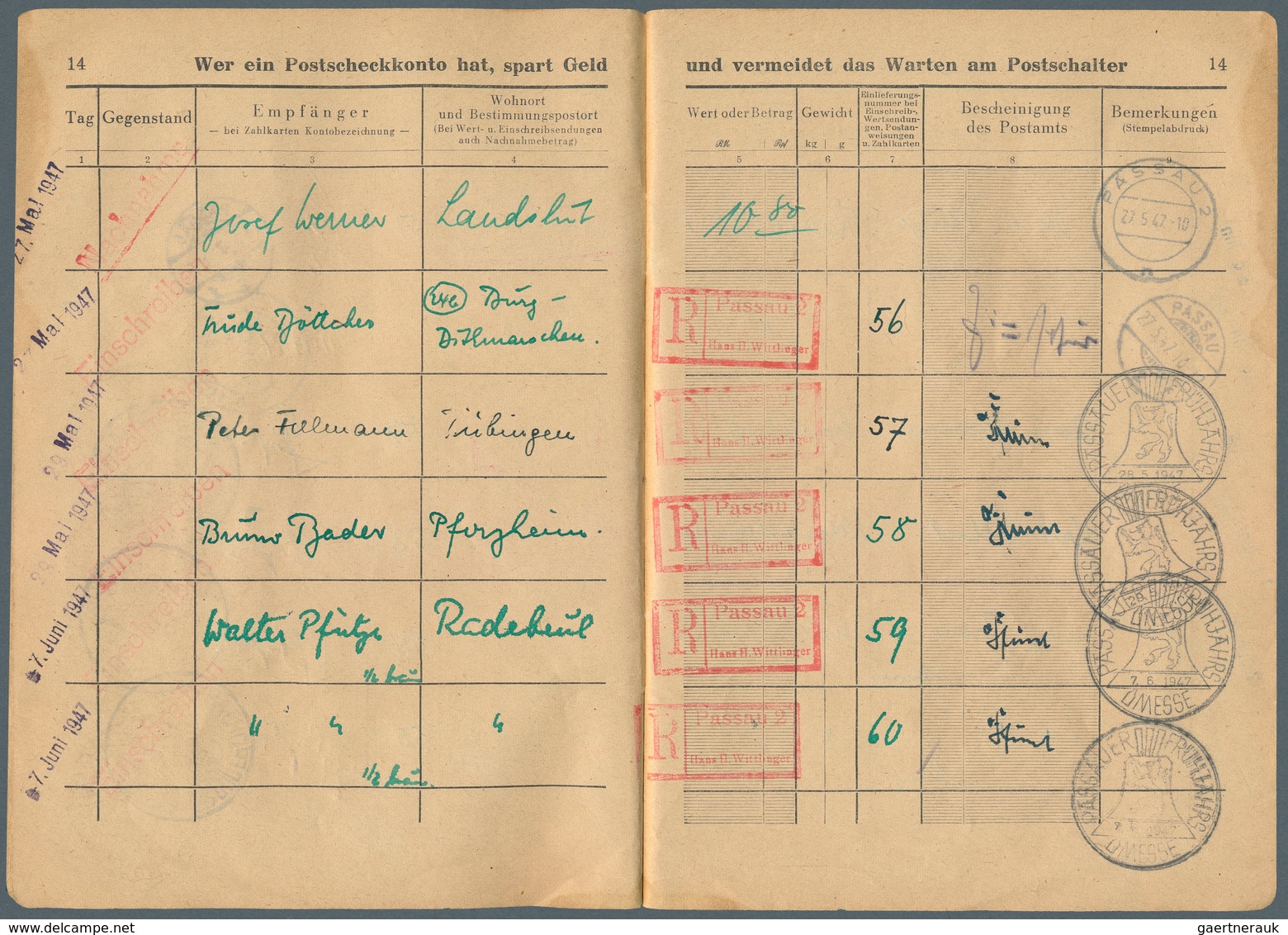 Alliierte Besetzung - Gemeinschaftsausgaben: 1947 - 48, Einlieferungsbuch (50 S.) Aus Passau Incl. 5 - Other & Unclassified