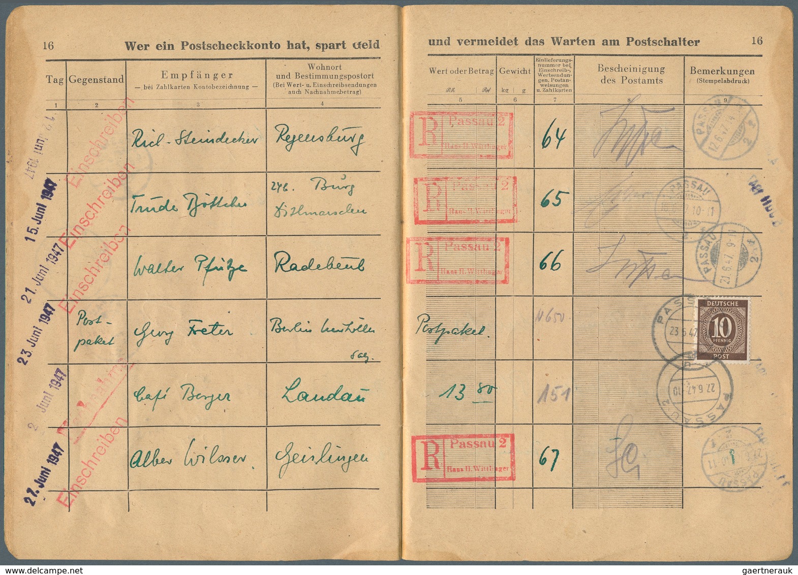 Alliierte Besetzung - Gemeinschaftsausgaben: 1947 - 48, Einlieferungsbuch (50 S.) Aus Passau Incl. 5 - Sonstige & Ohne Zuordnung