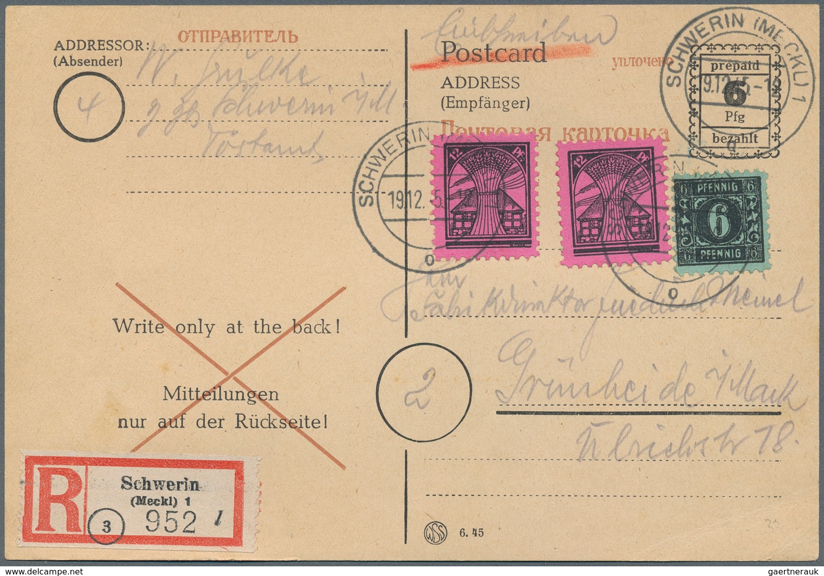 Sowjetische Zone: 1945 - 1949, Briefekarton mit hunderten von Belegen mit Einschreiben, dabei auch B