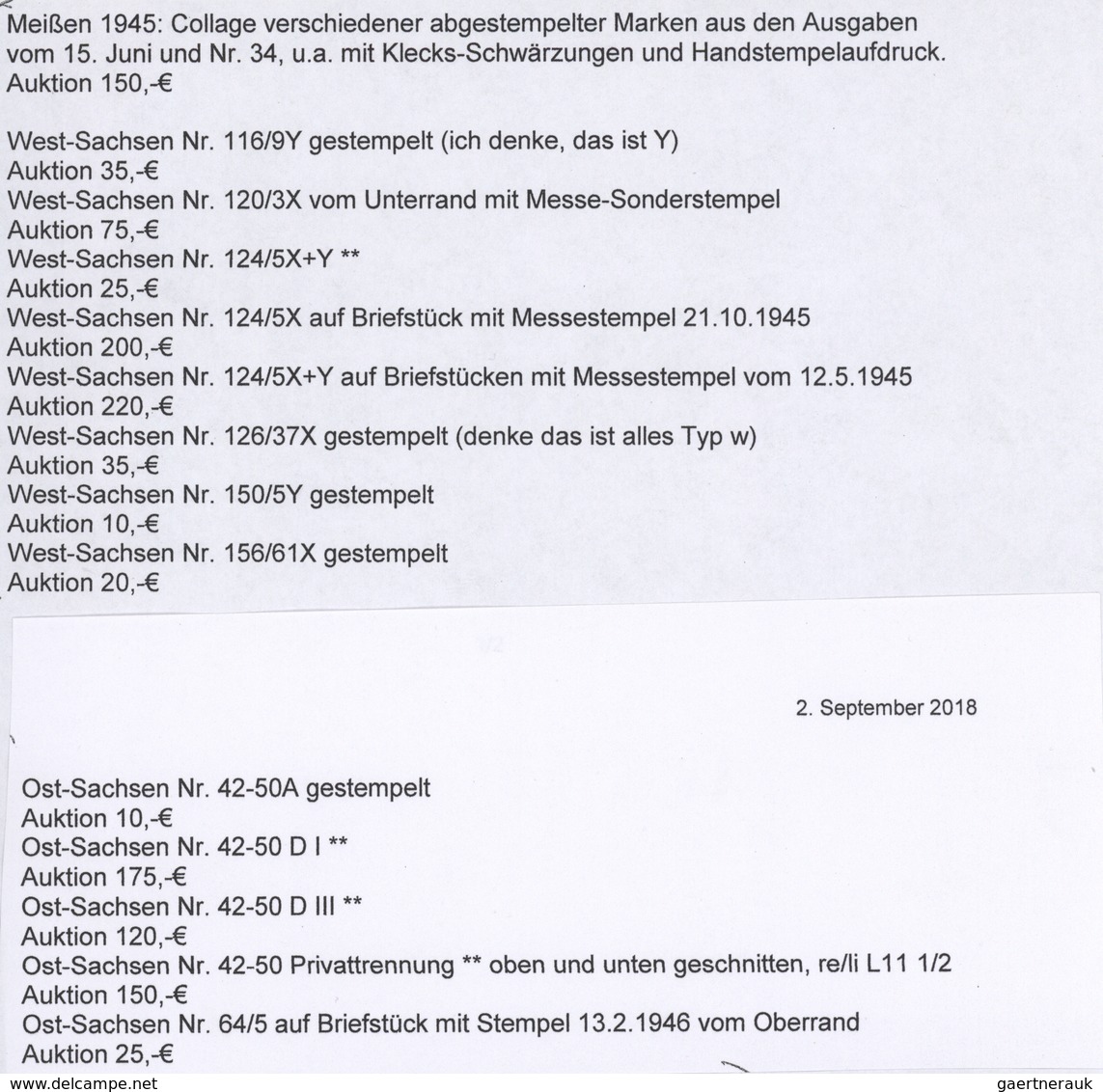 Sowjetische Zone: 1945/1946, meist gestempelte Zusammenstellung, dabei großformatiges Briefstück mit