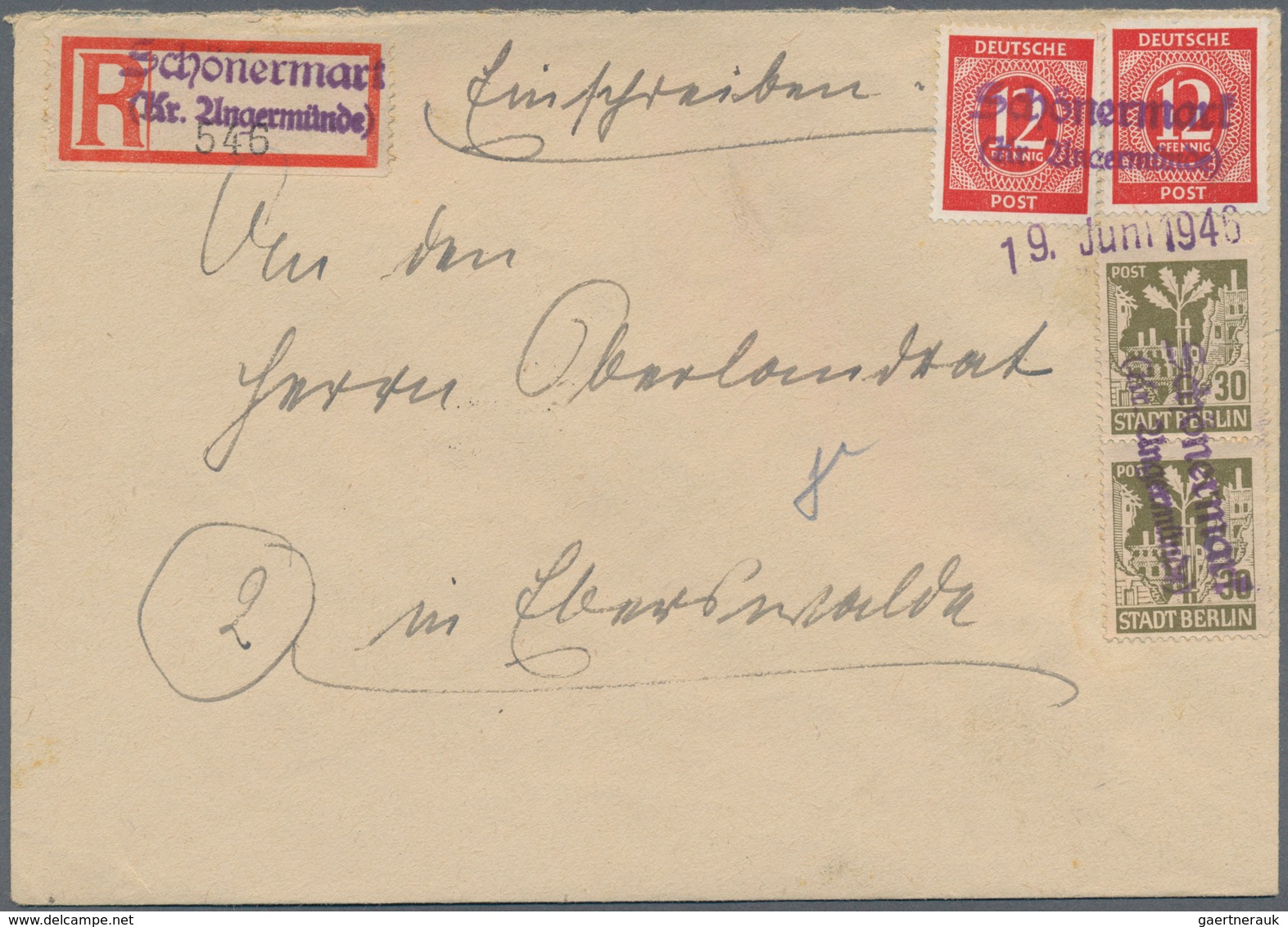 Sowjetische Zone: 1945/1946, Notstempel, Partie Mit 28 Briefen, Karten Und Ganzsachen, Meist Aus Dem - Other & Unclassified