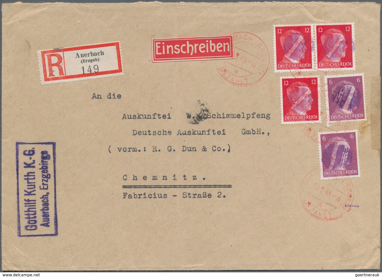 Sowjetische Zone - Sächsische Schwärzungen: 1945, Ca. 150 Briefe, Karten Und Ganzsachen Inkl. Einige - Sonstige & Ohne Zuordnung