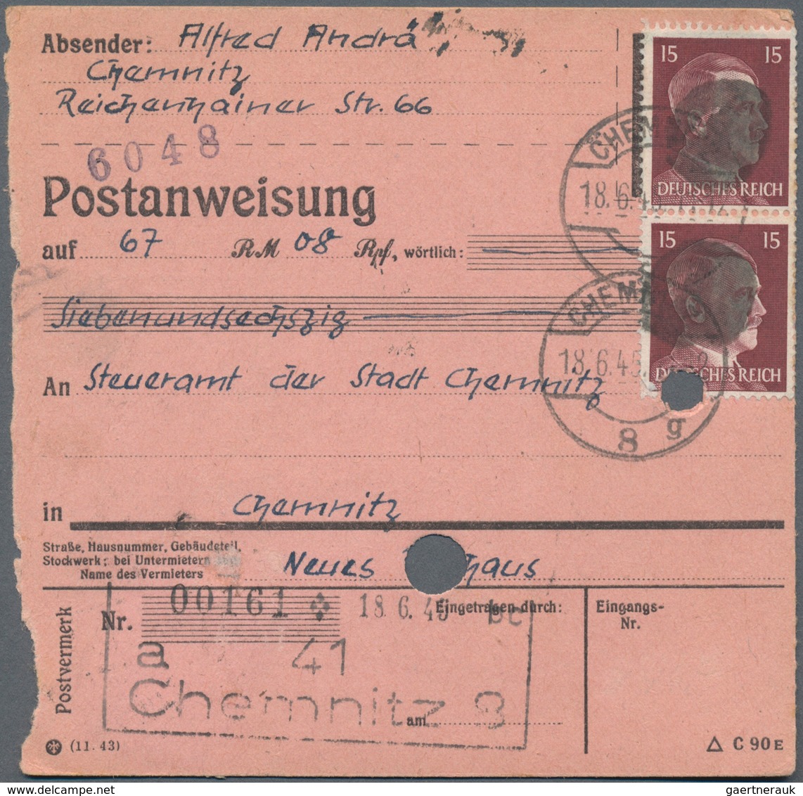 Sowjetische Zone - Sächsische Schwärzungen: 1945, Partie Mit 16 Belegen, Meist Bedarfspost Mit U.a. - Sonstige & Ohne Zuordnung