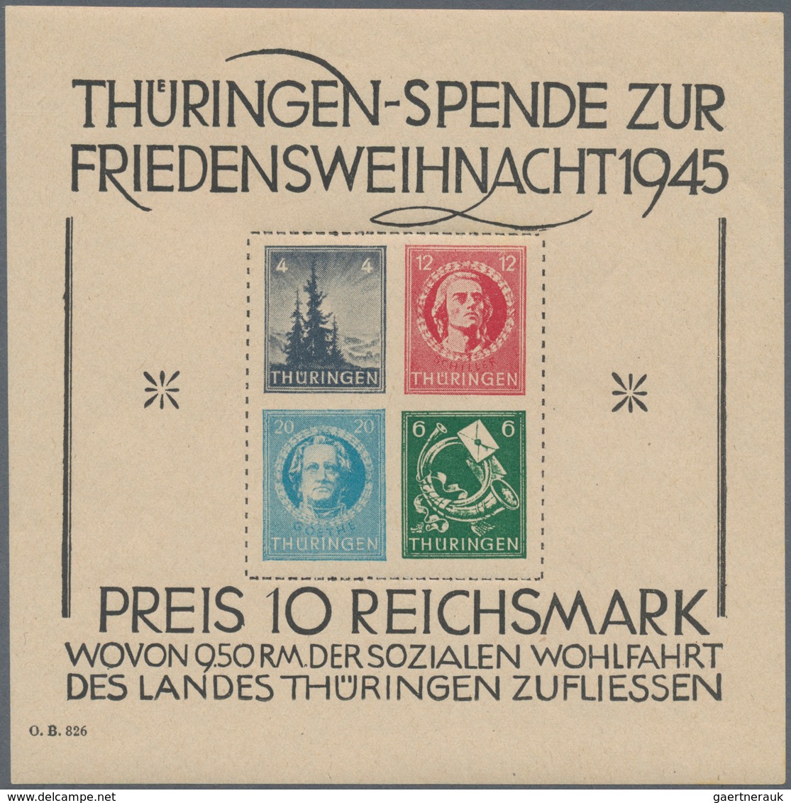 Sowjetische Zone - Thüringen: 1945/1946, Lot Von Vier Blocks: Bl. 1, Bl. 2 (2), Bl. 4, Je Postfrisch - Other & Unclassified