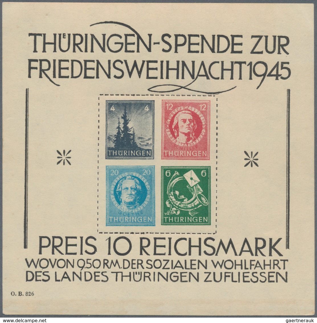 Sowjetische Zone - Thüringen: 1945/1946, Lot Von Vier Blocks: Bl. 1, Bl. 2 (2), Bl. 4, Je Postfrisch - Sonstige & Ohne Zuordnung