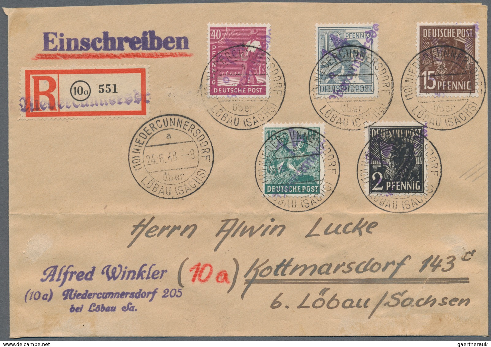 Sowj. Zone - Bezirkshandstempel: 1948, Posten Von Neun Besseren Bezirkshandstempel-Briefen, Dabei Ei - Other & Unclassified