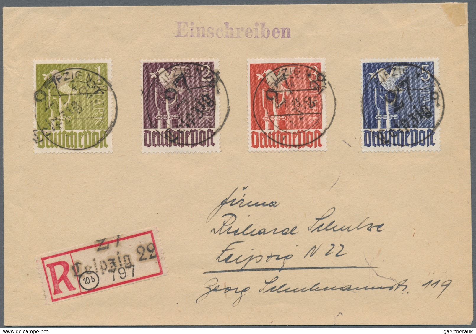 Sowj. Zone - Bezirkshandstempel: 1948, Posten von neun besseren Bezirkshandstempel-Briefen, dabei Ei