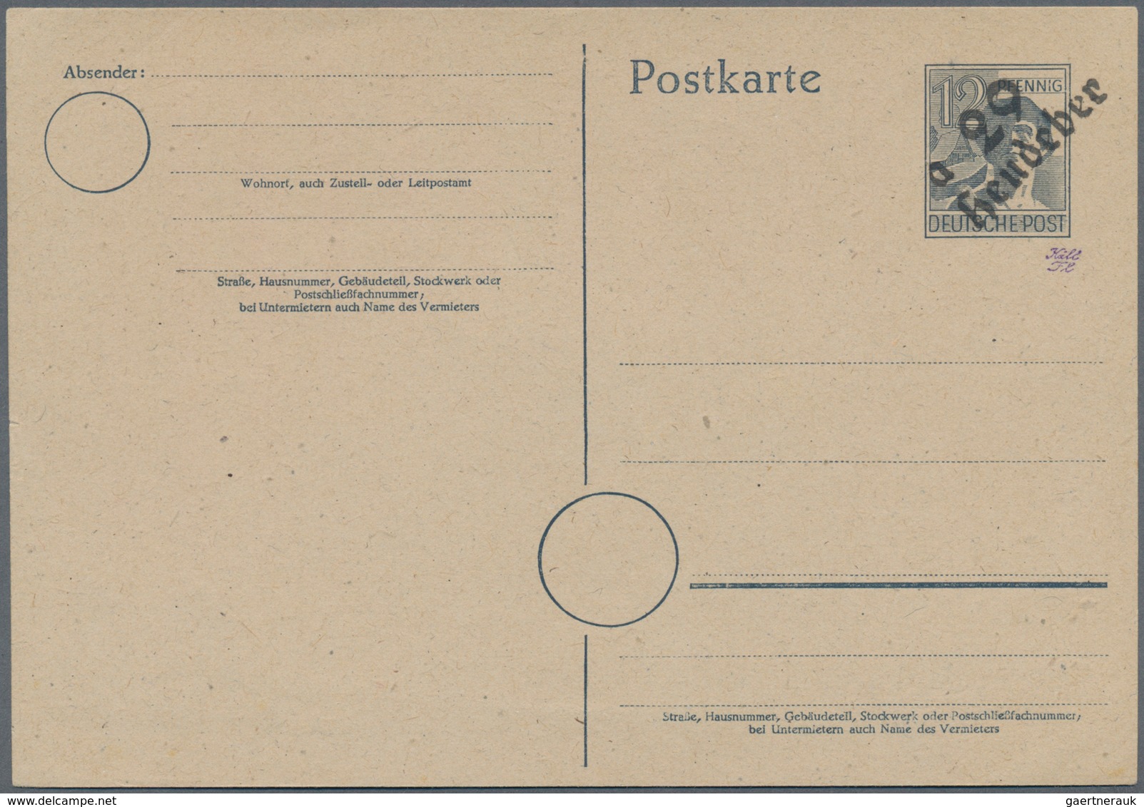 Sowj. Zone - Bezirkshandstempel: GANZSACHEN: 1948, Partie von 10 verschiedenen ungebrauchten 12 Pfg.