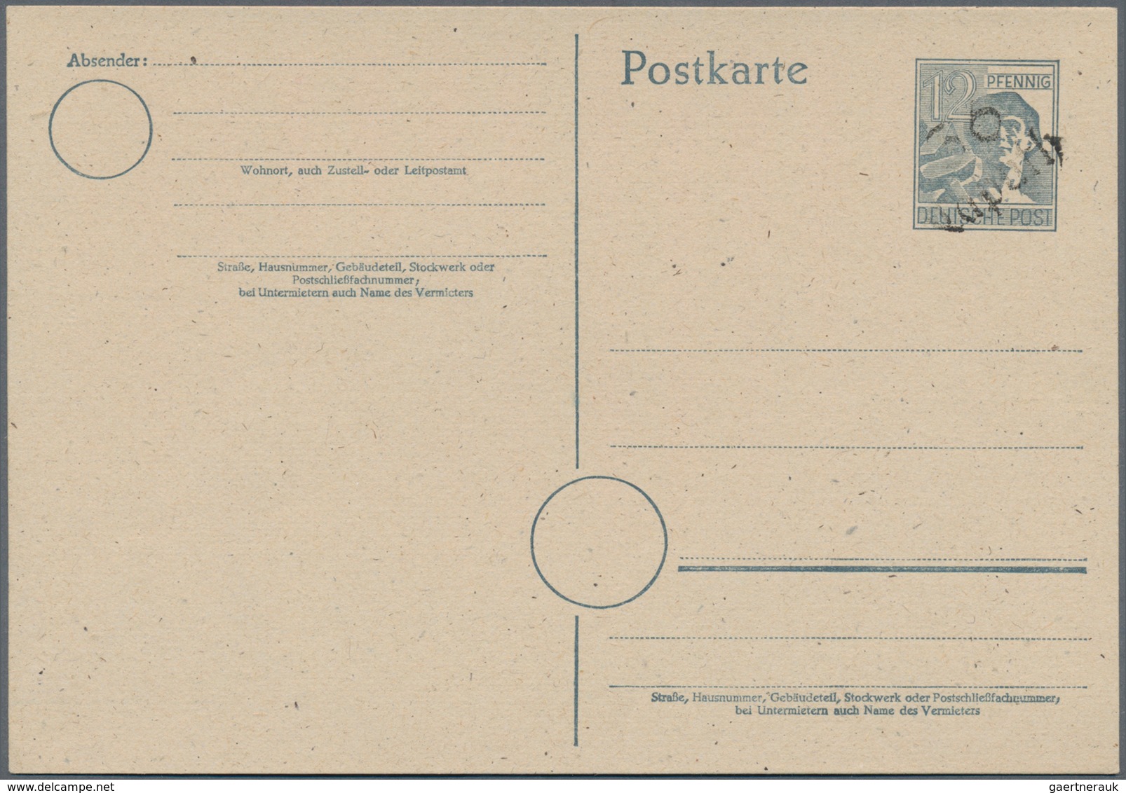 Sowj. Zone - Bezirkshandstempel: GANZSACHEN: 1948, Partie von 10 verschiedenen ungebrauchten 12 Pfg.