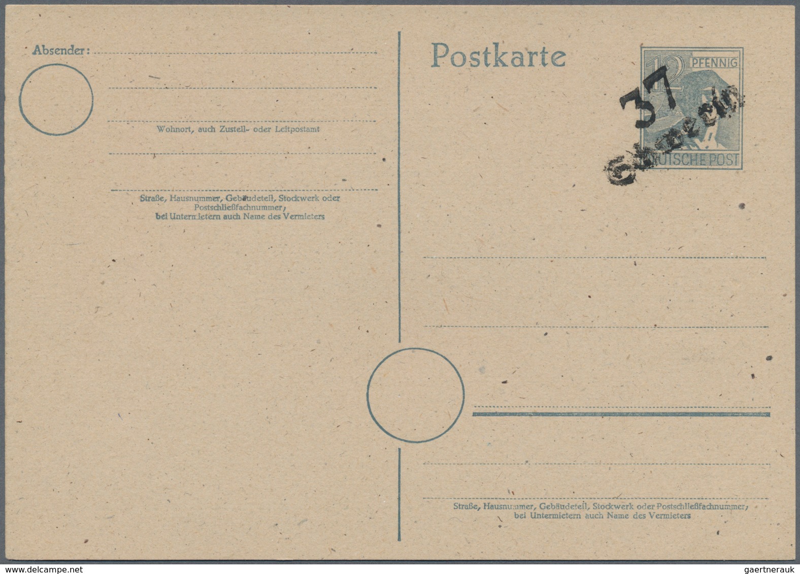 Sowj. Zone - Bezirkshandstempel: GANZSACHEN: 1948, Partie von 10 verschiedenen ungebrauchten 12 Pfg.