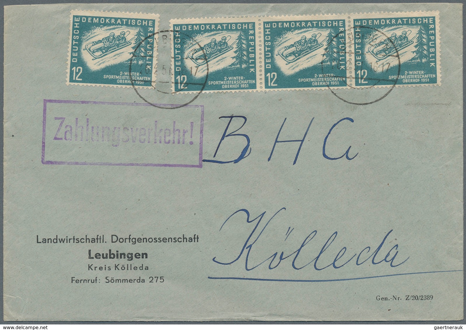 DDR: 1951, Wintersport (MiNr. 280/81), Lot Von Vier Briefen, Dabei MeF, SST, Bogenecken. - Collections