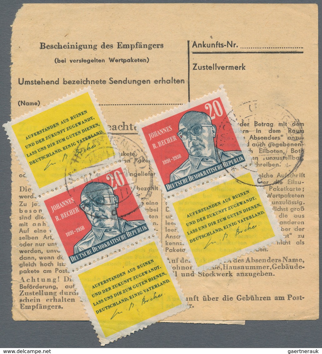 DDR: 1959/1990, BESONDERE VERWENDUNGEN, Partie Von Ca. 115 Frankierten Belegen Mit Paketkarten(-Stam - Collections