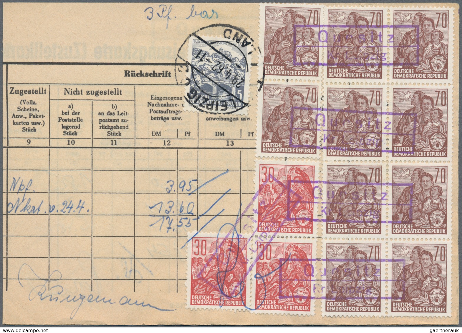 DDR: 1959/1990, BESONDERE VERWENDUNGEN, Partie Von Ca. 115 Frankierten Belegen Mit Paketkarten(-Stam - Sammlungen