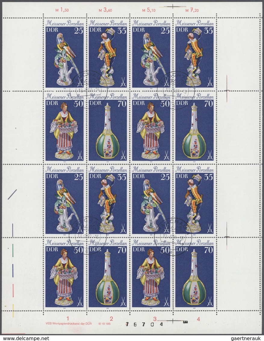 DDR - Zusammendrucke: 1978/1990, Partie Von 13 Kompletten Zusammendruckbögen Je Mit Sauberer TAGESST - Zusammendrucke