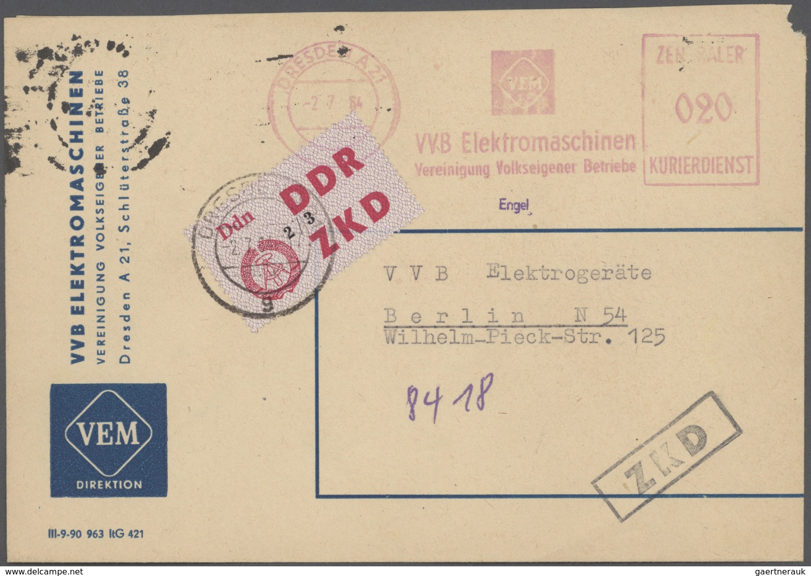 DDR - Dienstmarken: 1948/1970, Umfangreiche Sammlung Mit Mehreren Hundert Dienstbriefen, Dabei ZKD, - Other & Unclassified