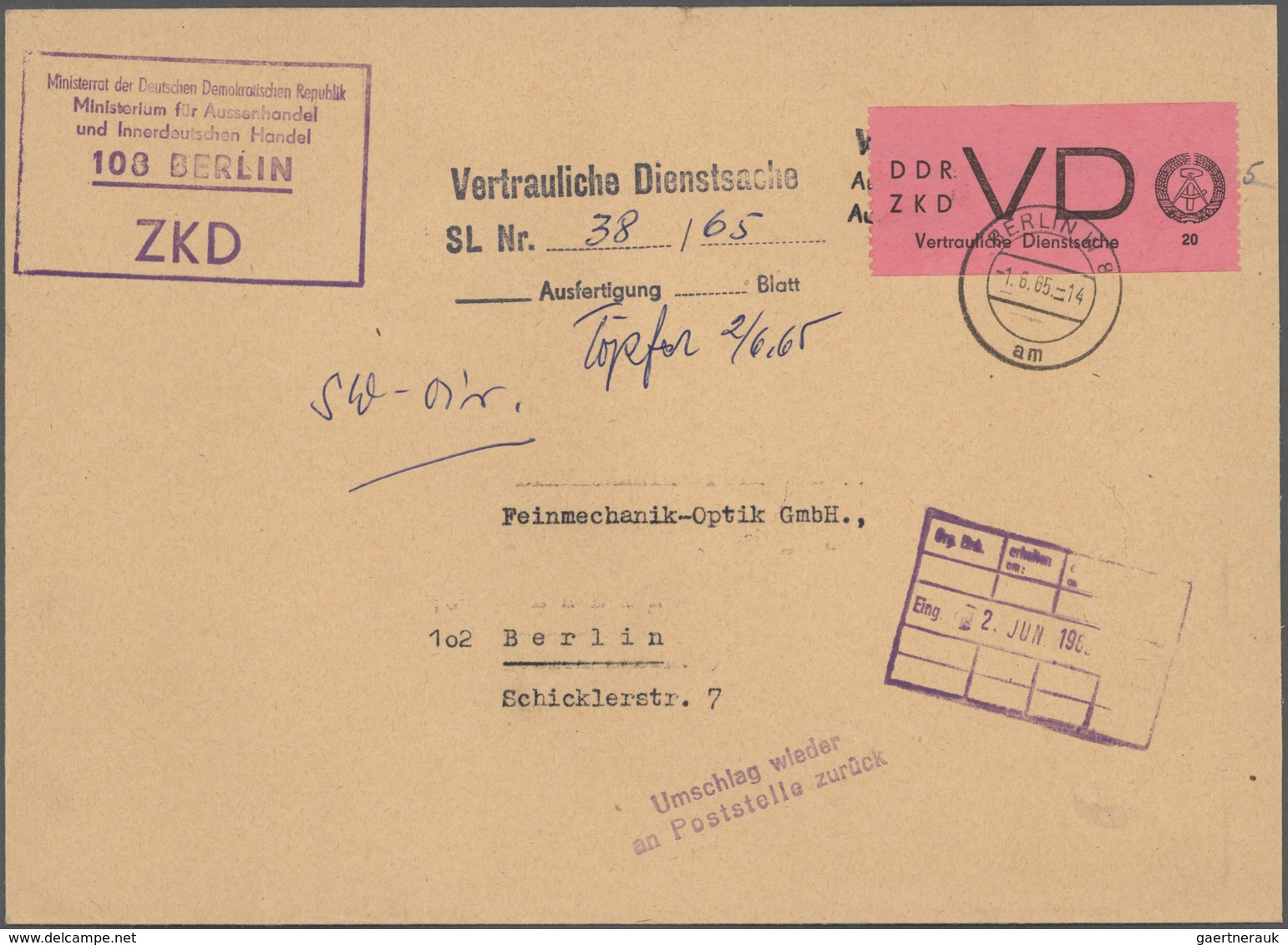 DDR - Dienstmarken: 1948/1970, Umfangreiche Sammlung Mit Mehreren Hundert Dienstbriefen, Dabei ZKD, - Sonstige & Ohne Zuordnung