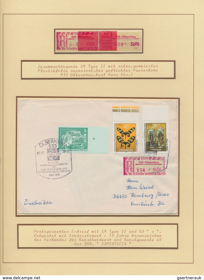 DDR - Einschreibemarken: 1966/1990, umfassende Spezialsammlung von über 200 Belegen sowie oftmals no