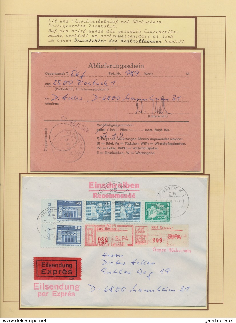 DDR - Einschreibemarken: 1966/1990, umfassende Spezialsammlung von über 200 Belegen sowie oftmals no