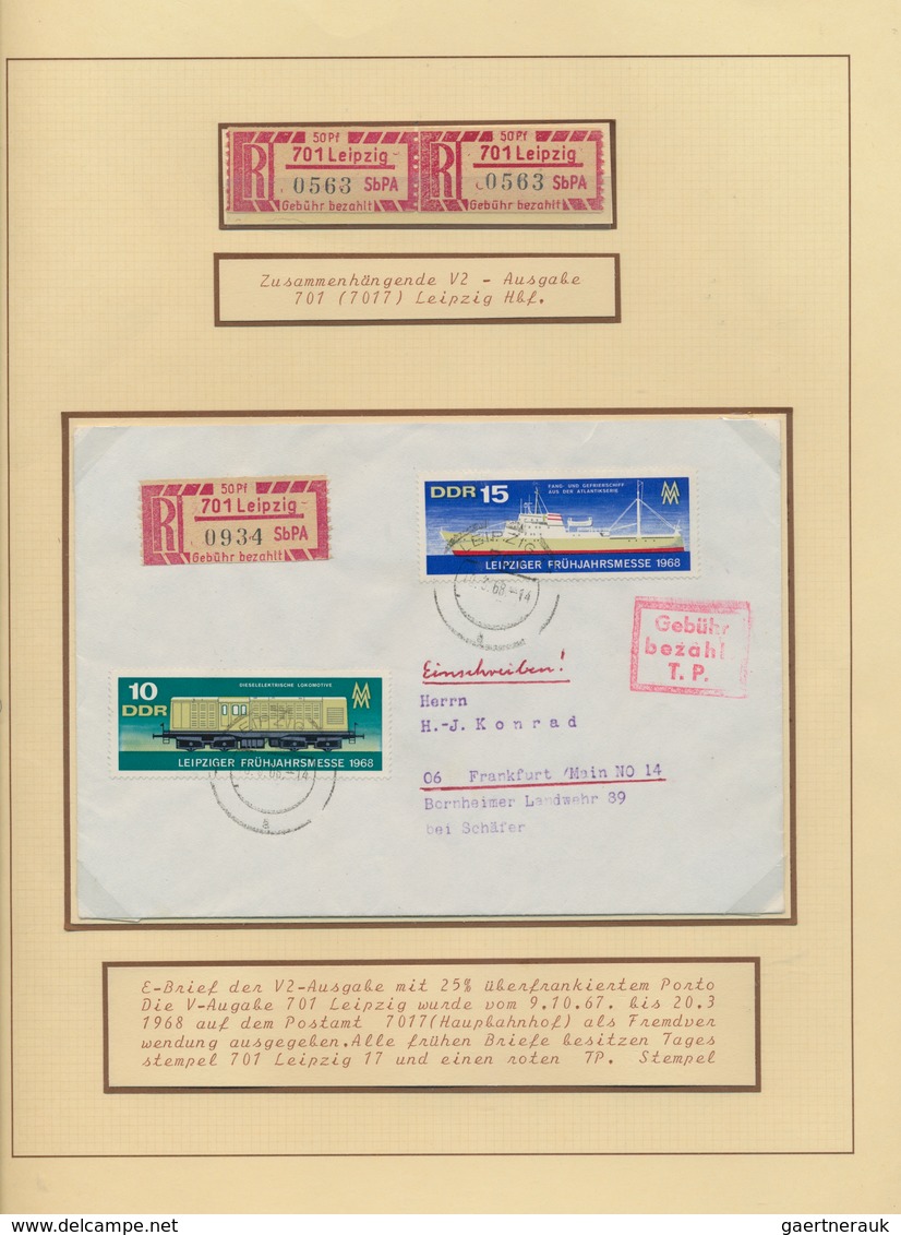 DDR - Einschreibemarken: 1966/1990, umfassende Spezialsammlung von über 200 Belegen sowie oftmals no