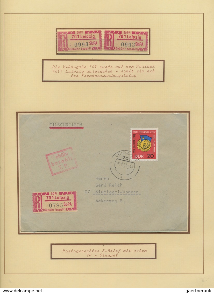 DDR - Einschreibemarken: 1966/1990, umfassende Spezialsammlung von über 200 Belegen sowie oftmals no