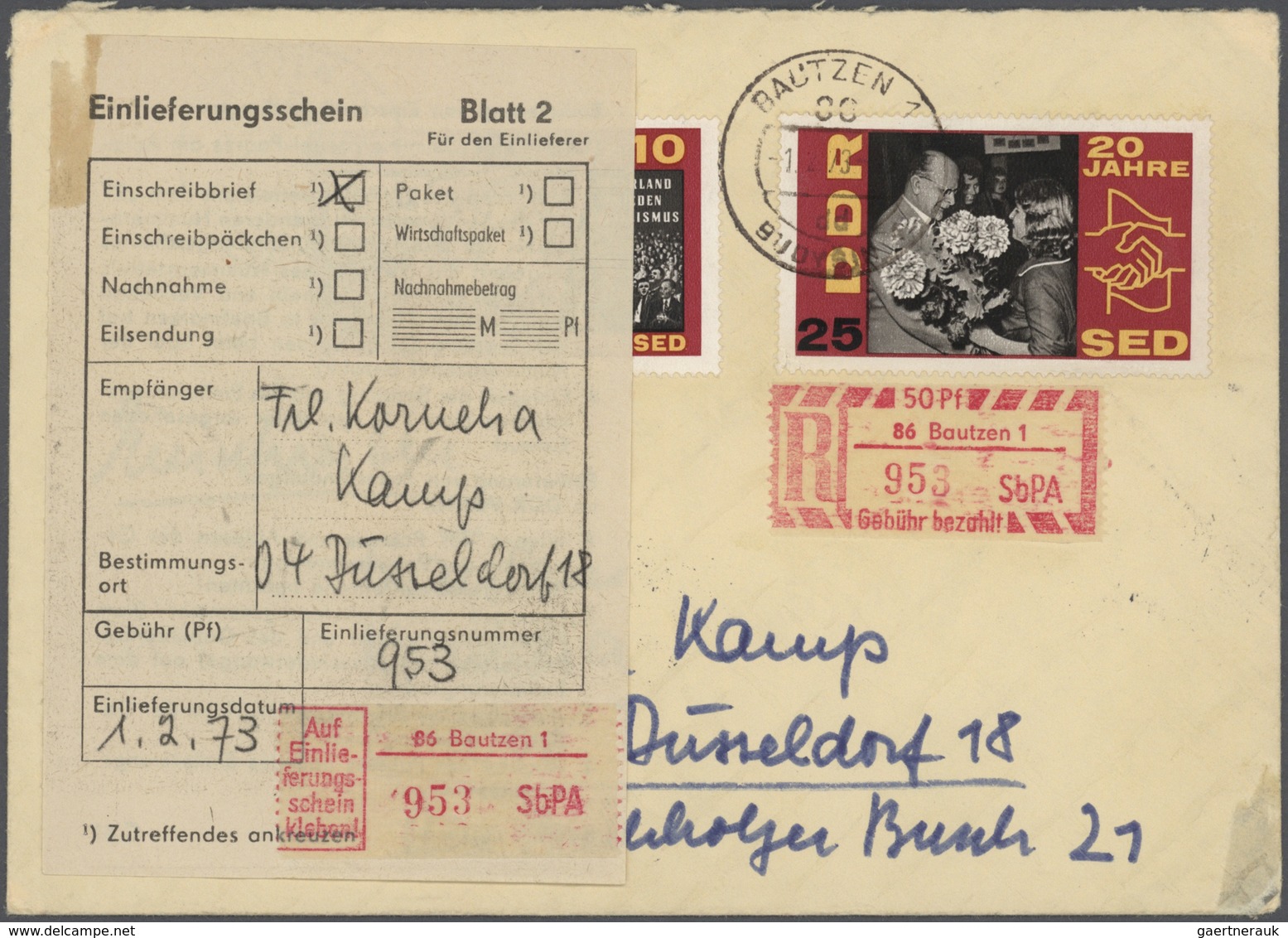 DDR - Einschreibemarken: 1968/1990, Vielseitige Sammlung Von Ca. 320 Briefen Und Karten Incl. Aulsan - Sonstige & Ohne Zuordnung