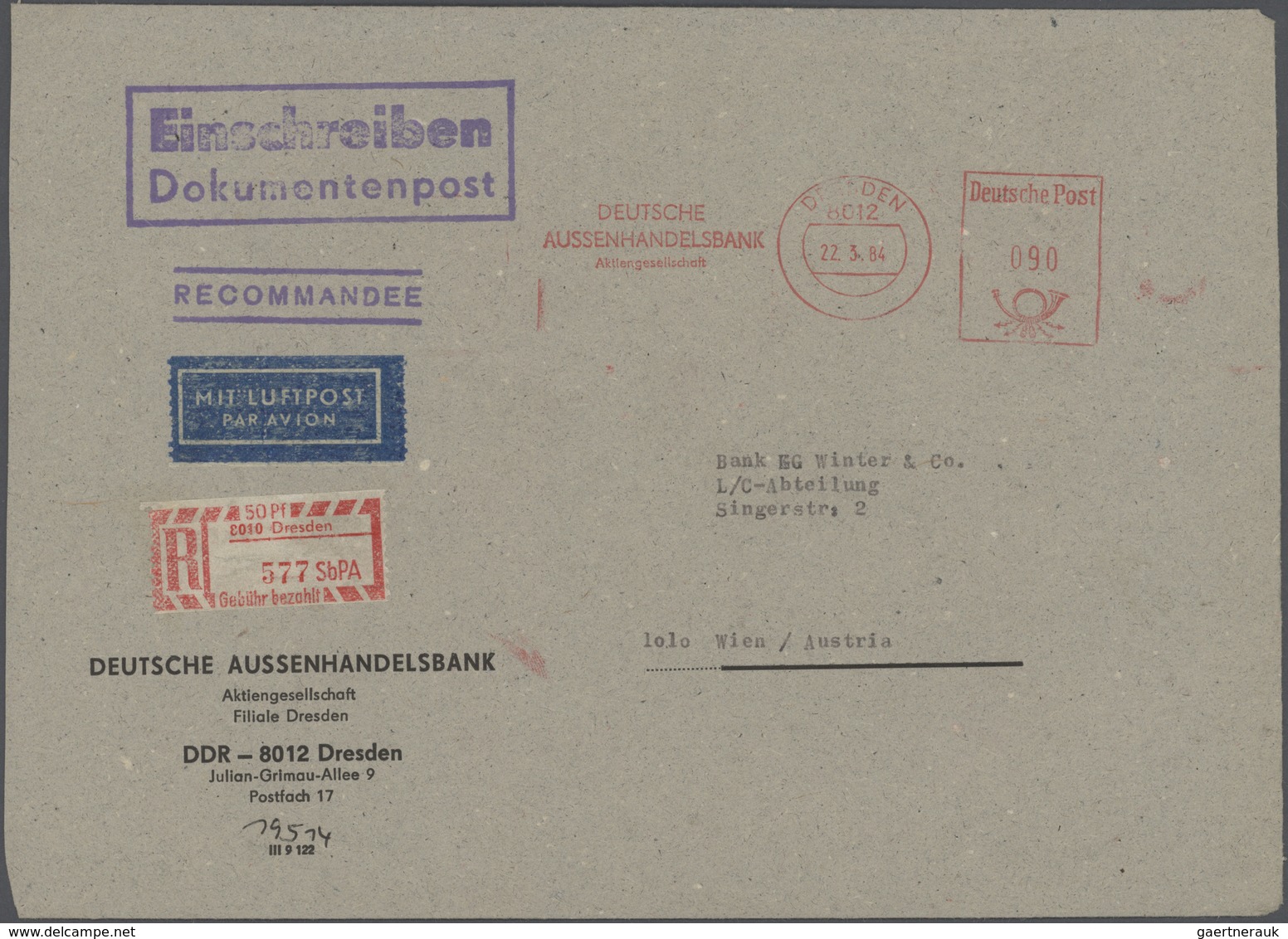 DDR - Einschreibemarken: 1968/1990, Vielseitige Sammlung Von Ca. 320 Briefen Und Karten Incl. Aulsan - Other & Unclassified