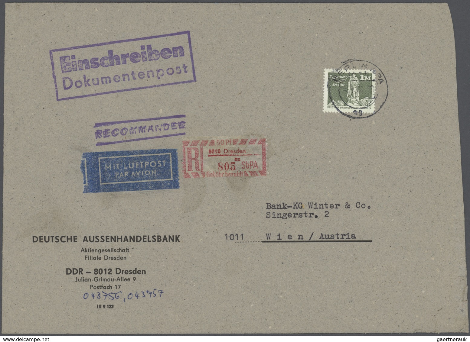 DDR - Einschreibemarken: 1968/1990, Vielseitige Sammlung Von Ca. 320 Briefen Und Karten Incl. Aulsan - Other & Unclassified