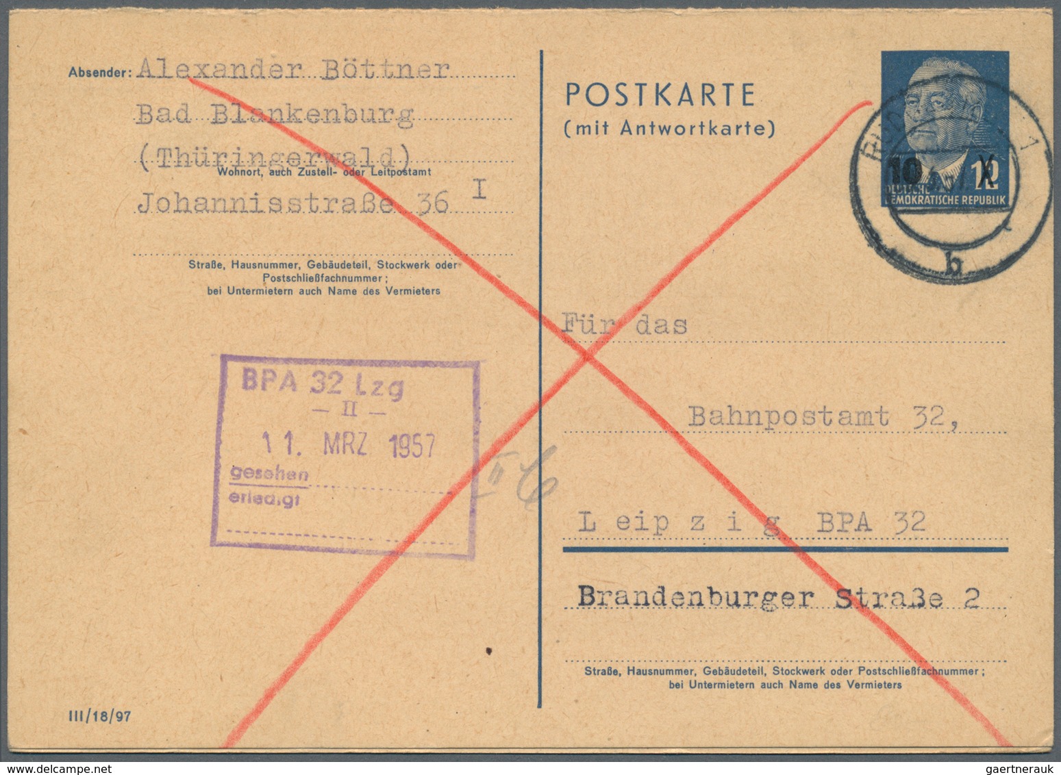 DDR - Ganzsachen: 1954/1981, Lot Von 29 Gebrauchten Ganzsachenkarten, Meist Frage/Antwort Incl. Bess - Sonstige & Ohne Zuordnung