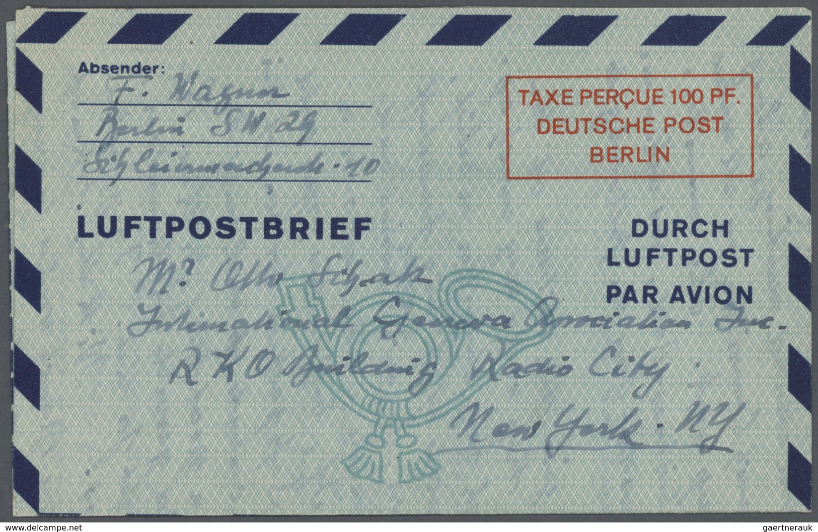 Bundesrepublik Und Berlin: Ab 1948. Spezialsammlung LUFTPOST-FALTBRIEFE Berlin/Bizone/Bund. Extrem D - Collections