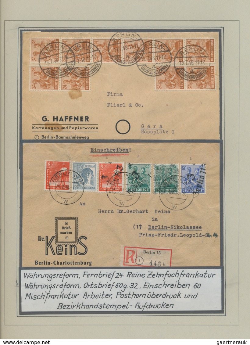 Berlin: 1946/1990 (ca.), Sammlung, Gestempelt, In 3 Lindner-Ringbindern Auf Selbstgestalteten Blätte - Ungebraucht