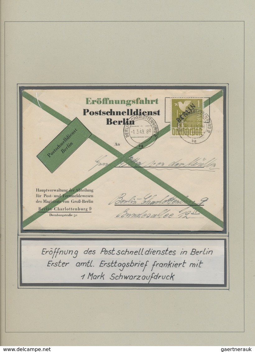 Berlin: 1946/1990 (ca.), Sammlung, Gestempelt, In 3 Lindner-Ringbindern Auf Selbstgestalteten Blätte - Ungebraucht