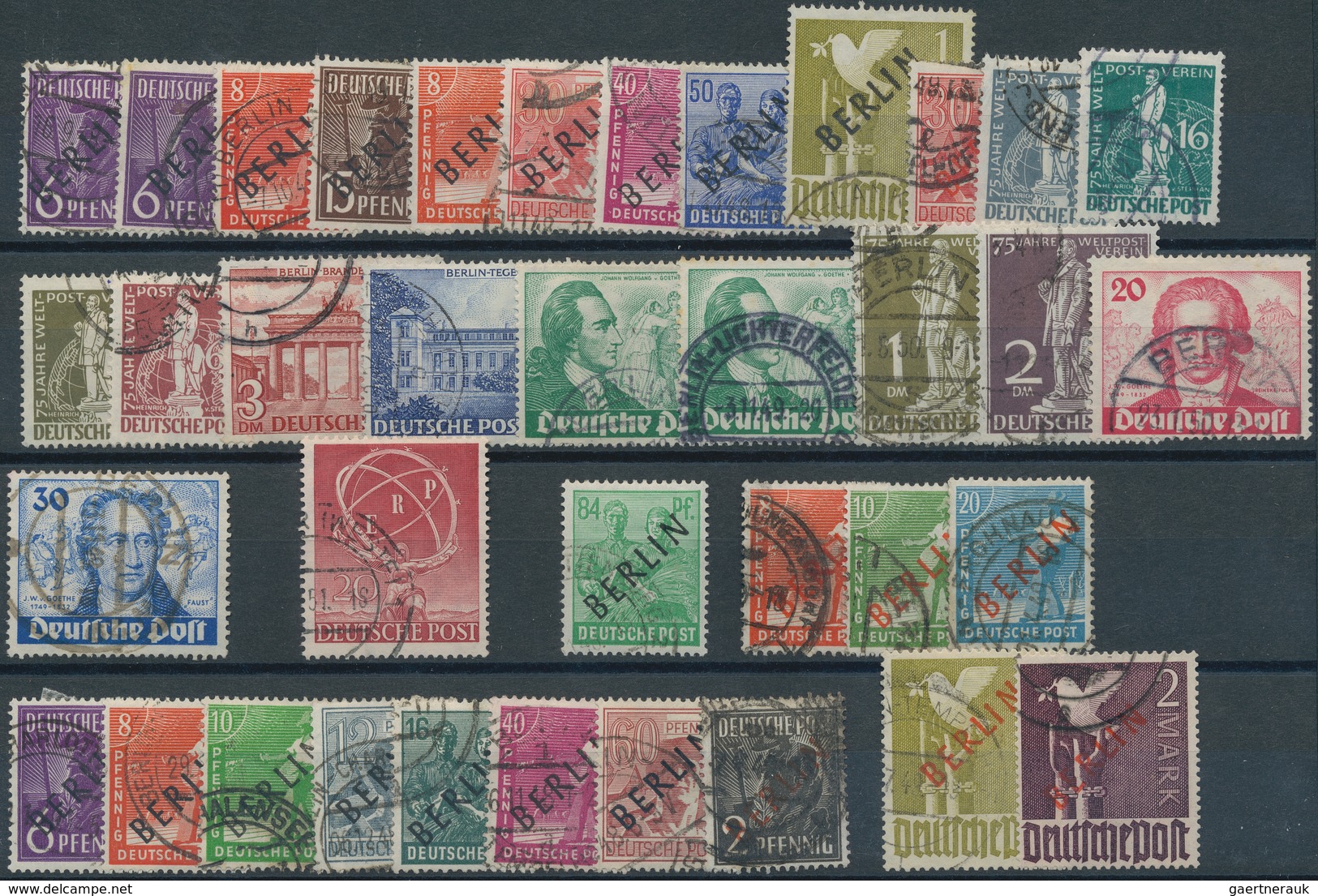 Berlin: 1948/1953, Sauber Rundgestempelte Partie Von Mittleren Und Besseren Ausgaben, Dabei Aufdruck - Unused Stamps