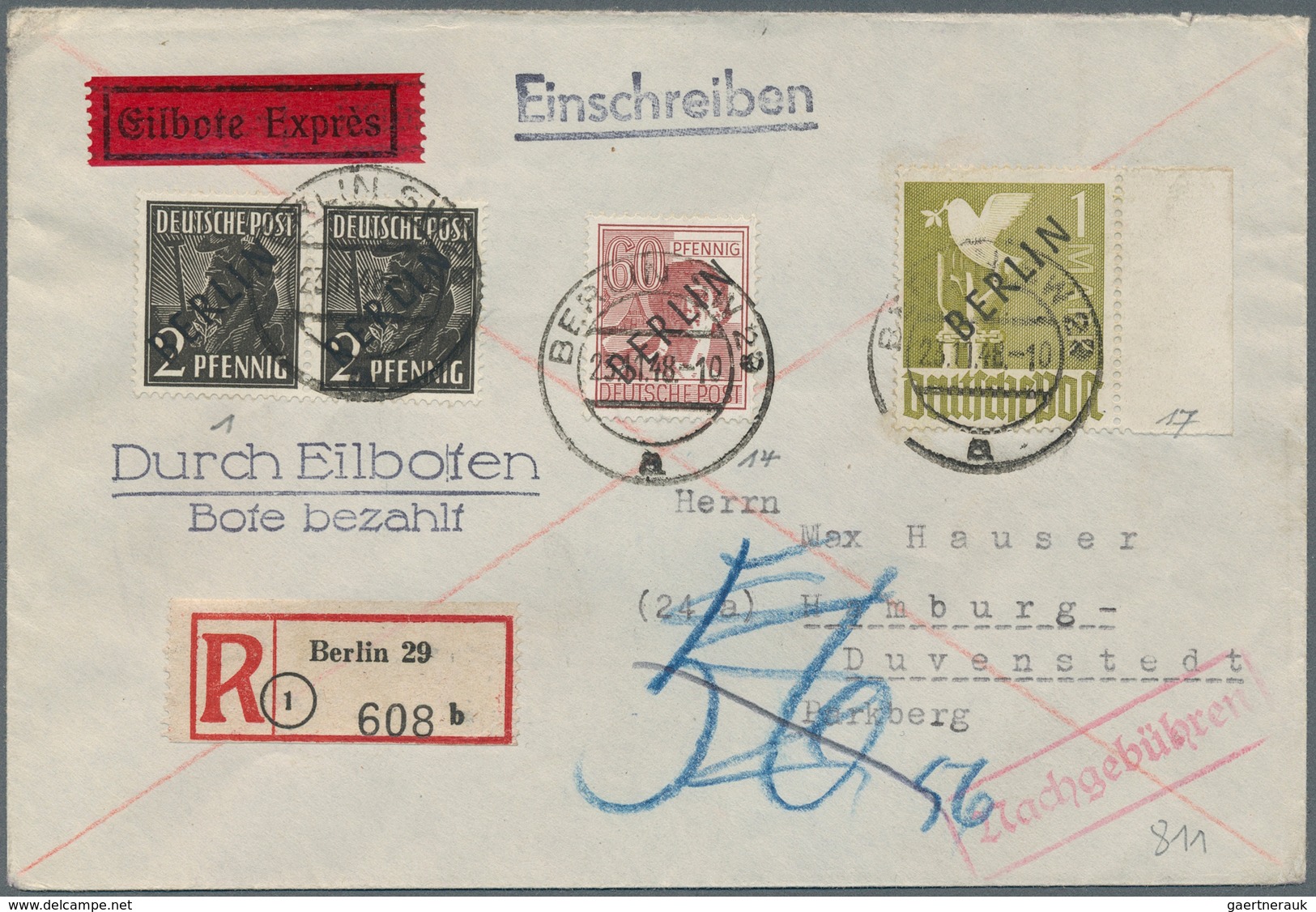 Berlin: 1948-1955, Partie Mit Rund 80 Besseren Briefen Und Belegen, Dabei Etliche Aufdruck-Ausgaben, - Unused Stamps